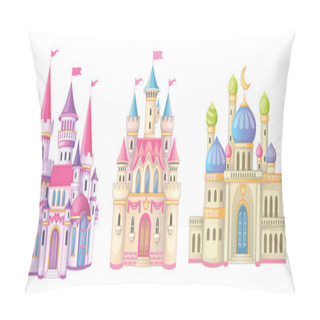 Personality  Beautiful Fairy-tale Castle For Princess. Magic Kingdom. Vintage Eastern Palace. Wonderland. Isolated Cartoon Illustration On A White Background For Stickers. Set Of Houses. Children's Theme. Vector.  Pillow Covers