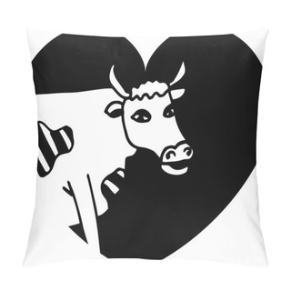 Personality  Cute Cow. Head Of Cow In Heart.  Pillow Covers