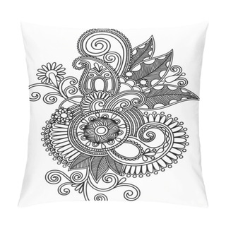 Personality  Hand Draw Line Art Ornate Flower Design Pillow Covers