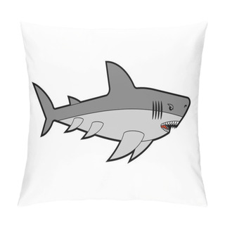 Personality  Shark Isolated. Sea Predator. Large Predatory Marine Fish. Vector Illustration Pillow Covers