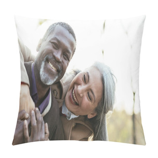 Personality  Storytelling Image Of A Multiethnic Senior Couple In Love Pillow Covers