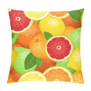 Personality  Seamless Background With Citrus Fruits. Vector Illustration. Pillow Covers