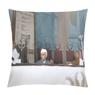 Personality  Mahatma Gandhi With Jawaharlal Nehru And Sarojini Naidu Conference, Delhi, India, Asia, April 2, 1947 Pillow Covers