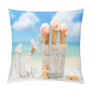 Personality  Icecream At The Beach Pillow Covers