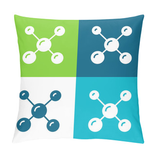 Personality  Atoms Flat Four Color Minimal Icon Set Pillow Covers