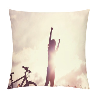 Personality  Winning Girl With Bike Silhouette Pillow Covers