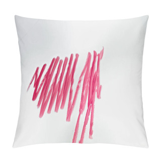Personality  Top View Of Strokes Of Pink Lipstick Drawn On White Pillow Covers