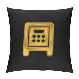 Personality  Bank Safe Box Gold Plated Metalic Icon Or Logo Vector Pillow Covers