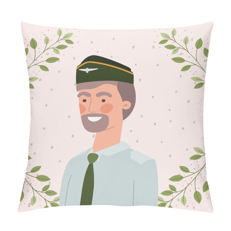 Personality  Military Man With Leafs Wreath Frame Pillow Covers