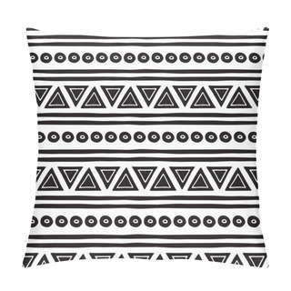 Personality  Black And White Seamless Tribal Ethnic Pattern Aztec Abstract Background Mexican Ornamental Texture In Vector Pillow Covers