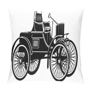 Personality  Early Vintage Retro Car Phaeton. Vector Silhouette Isolated On White. Pillow Covers