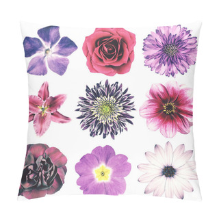 Personality  Various Vintage Retro Flowers Selection Isolated On White Pillow Covers