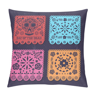 Personality  Day Of The Dead Mexican Floral Skull Papercut Set Pillow Covers