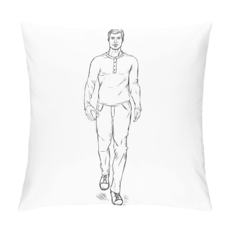 Personality  Model in Trousers and Longsleeve Shirt pillow covers