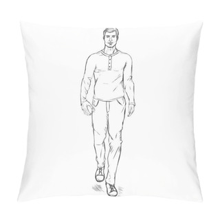 Personality  Model In Trousers And Longsleeve Shirt Pillow Covers