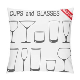 Personality  Cups And Glasses. Pillow Covers