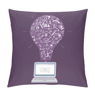 Personality  Business Doodles In Purple Bulb Pillow Covers