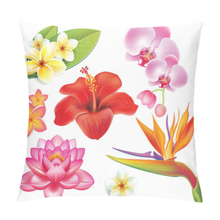 Personality  Set Of Tropical Flowers Pillow Covers