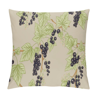 Personality  Black Currant Black. Ripe Berries. Seamless Pattern, Background. Pillow Covers