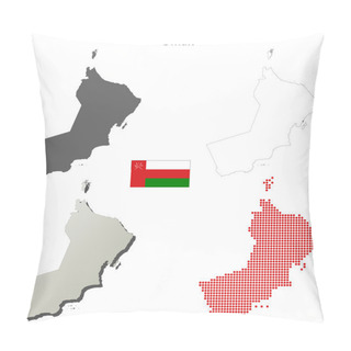 Personality  Oman Outline Map Set Pillow Covers