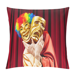 Personality  Actor With Maks In A Funny Theater Concept Pillow Covers
