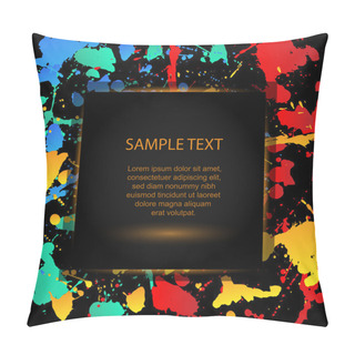 Personality  Colourful Bright Ink Splat Design With A Black Background, Vector Pillow Covers