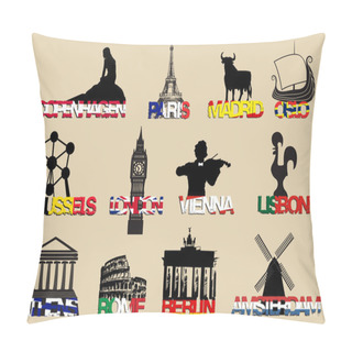 Personality  Symbols Og Different Landmarks Pillow Covers