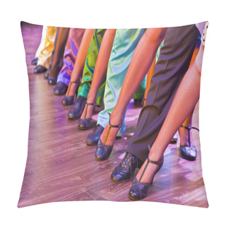 Personality  Dancer Legs Performing On Stage In Colorful Costumes Pillow Covers