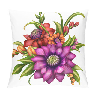 Personality  Flowers Arrangement With Green Leaves Pillow Covers