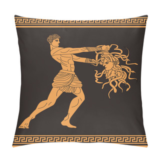 Personality  Perseus With Medusa Head Orange Pottery Scene Pillow Covers