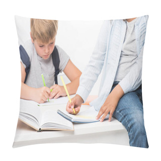 Personality  Multiethnic Schoolkids Studying Together  Pillow Covers
