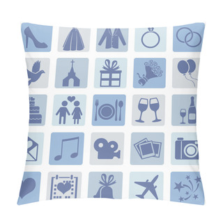 Personality  Set Of Color Square Wedding Icons Pillow Covers