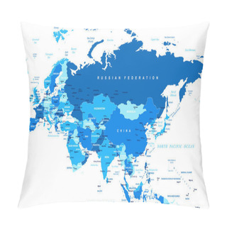 Personality  Eurasia Europa Russia China India Indonesia Map - Vector Illustration Pillow Covers