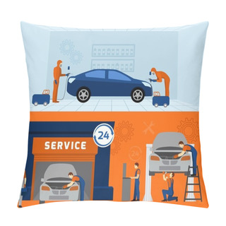Personality  Auto Mechanic 2 Flat Banners Set Pillow Covers
