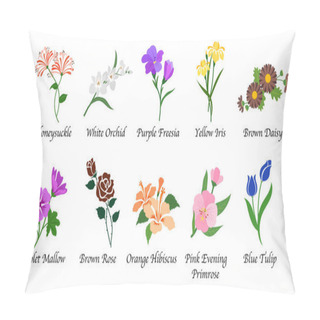 Personality  Organic Nature Botanic Garden Flower Isolated Vector Collection  Pillow Covers