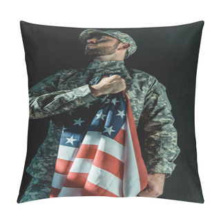 Personality  Soldier With United States Flag Pillow Covers