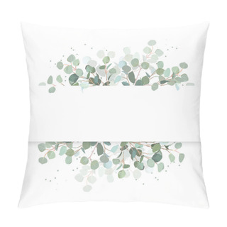 Personality  Wedding Eucalyptus Horizontal Vector Design Banner. Pillow Covers