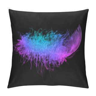 Personality  Neon Light Fluffy Feather In The Vivid Trendy Fluorescent Colors On Black Background.  Pillow Covers