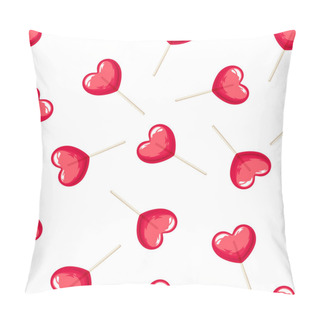 Personality  Valentine's Seamless Pattern With Red Heart Lollipops. Vector Illustration. Pillow Covers