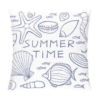 Personality  Set Of  Summer Sketches Hand Drawn In Pencil. Pillow Covers