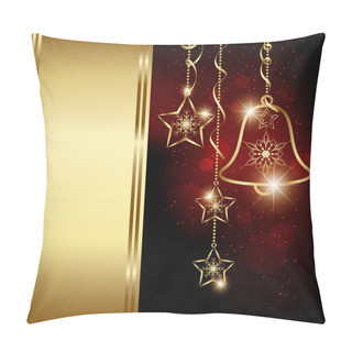 Personality  Sparkling Red Christmas Bell Snowflakes Greeting Card Pillow Covers