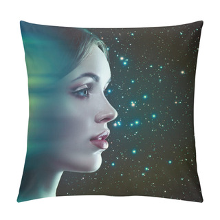 Personality  Female Portrait With Motion Design Pillow Covers