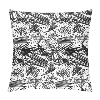 Personality  Black And White Pattern In 80s Style With Doodles Pillow Covers