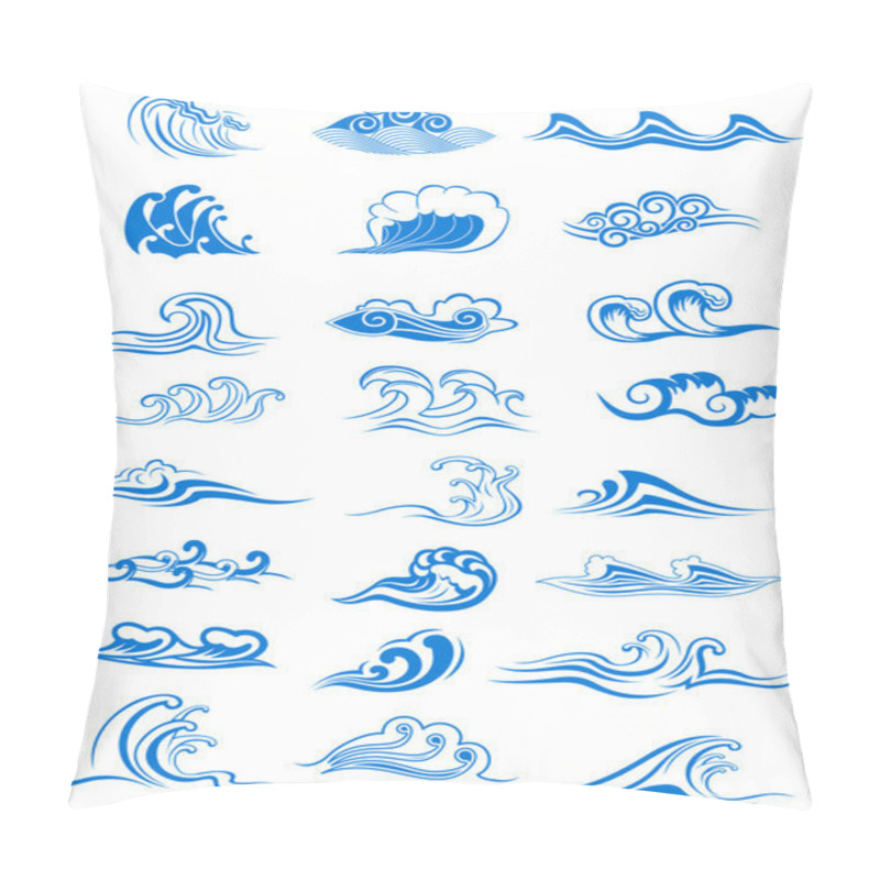 Personality  Blue ocean waves set pillow covers