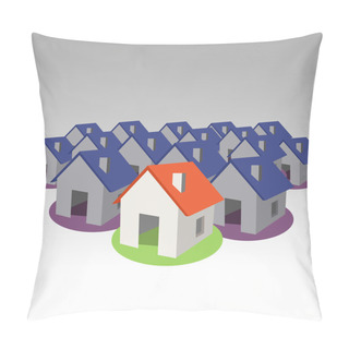 Personality  Houses Icon Collection. Vector Pillow Covers