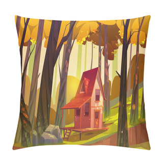 Personality  Wooden Stilt House In Autumn Forest, Old Shack Pillow Covers