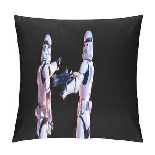 Personality  Toy White Imperial Stormtroopers With Gun Isolated On Black Pillow Covers