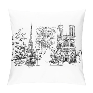 Personality  Paris Vector Illustration. Hand Drawn Vector Artwork. Pillow Covers