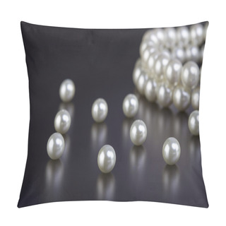 Personality  White Pearls Necklace On Black Pillow Covers