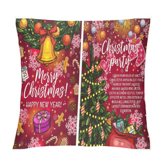 Personality  Christmas Lights Garland Vector Sketch Greeting Pillow Covers